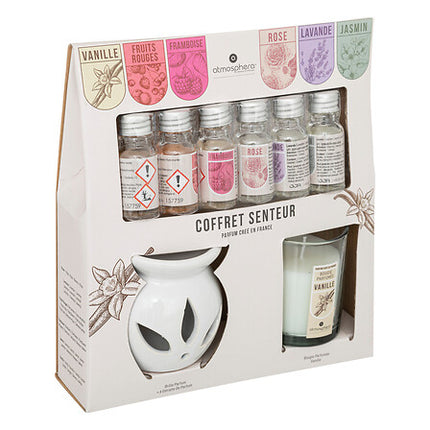 Geurolie Cadeauset/Geschenkset met Oliebrander-Geurbrander-Giftset-Geurkaars Vanille