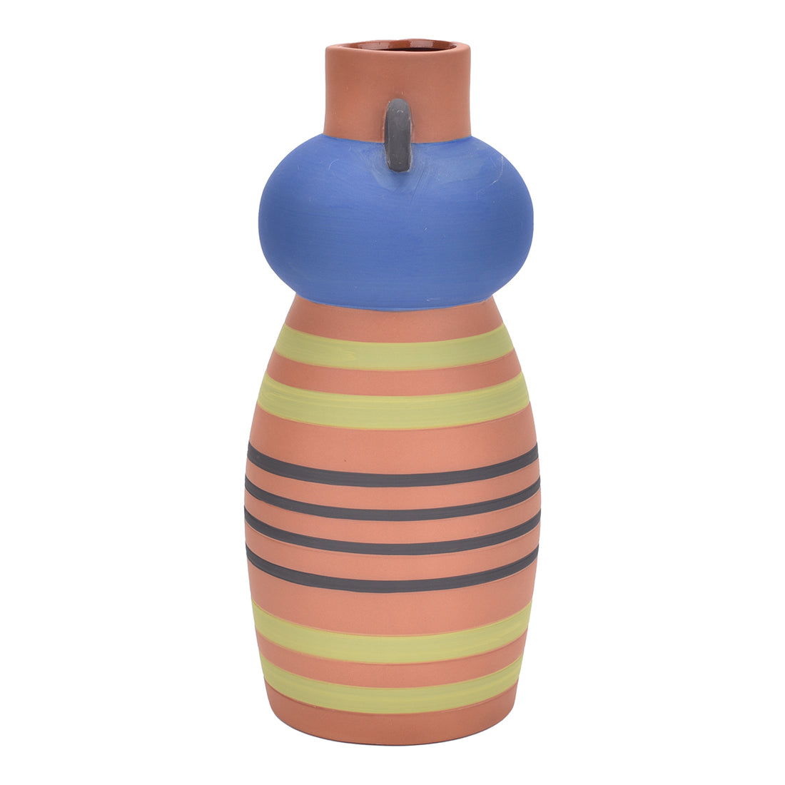 Vase en céramique de style bohème à rayures