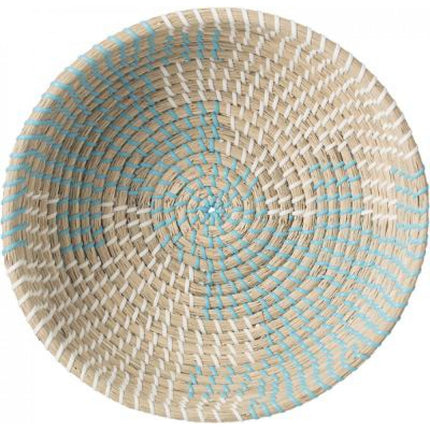 Geweven schaal-mandje blauw/wit
