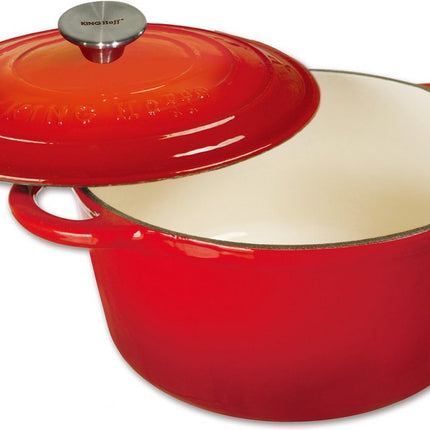 Gietijzeren braadpan - ovaal - 30cm - 4,5L - rood - emaille