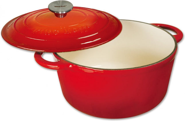 Gietijzeren braadpan - ovaal - 30cm - 4,5L - rood - emaille