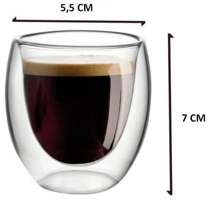 Dubbelwandig  Espresso Kopjes – 80 ML – Set van 4