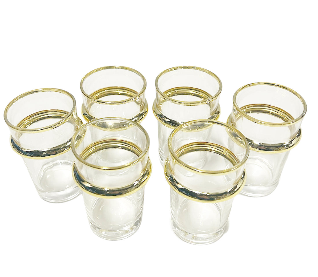Marokkaanse beldi glazen met goud- of zilverkleurige rand – set van 6 – foto 2