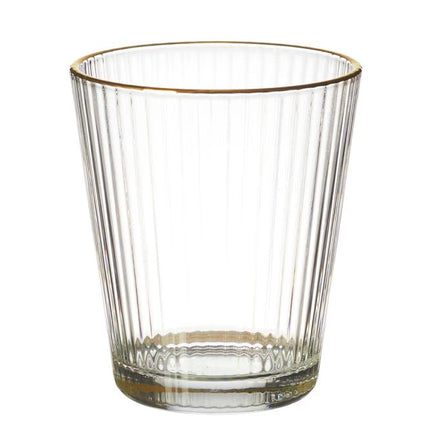 Geribbelde Drinkglas Met Gouden Randen - Ripple Glas – 30 cl– Set van 6