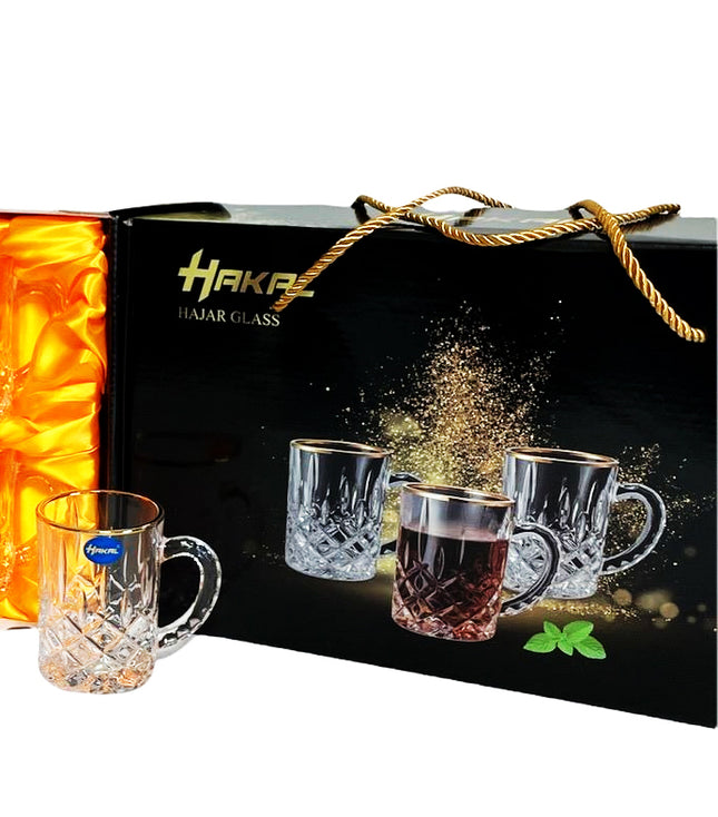 Glazen gouden rand met oortje - set van 6