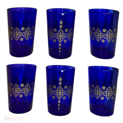 Marokkaanse glazen - Marokkaanse theeglazen – 6st - blauw
