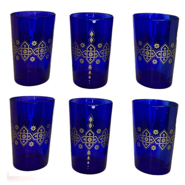Marokkaanse glazen - Marokkaanse theeglazen – 6st - blauw