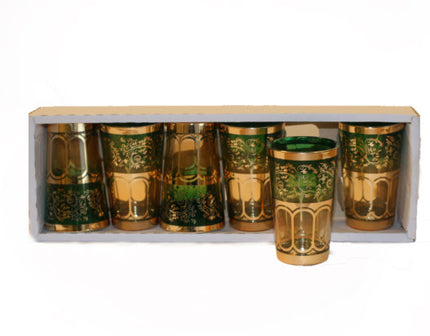 Marokkaanse Theeglazen Groen/Goud