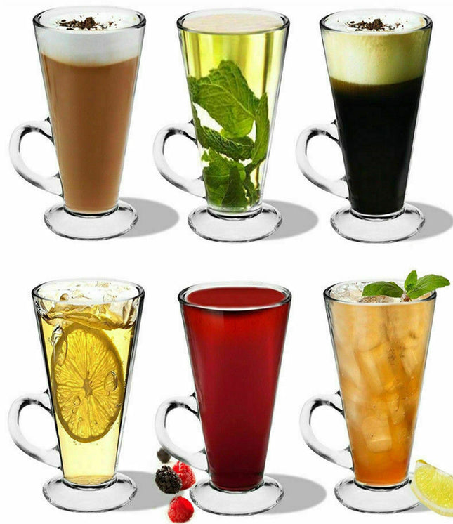 Latte Macchiato Cappuccino glazen – Met handvat | Set 6 stuks | 280 ml |  Koffieglazen | Irish