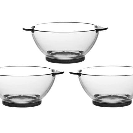 Glazen soepkommen met oortjes - set 3 stuks