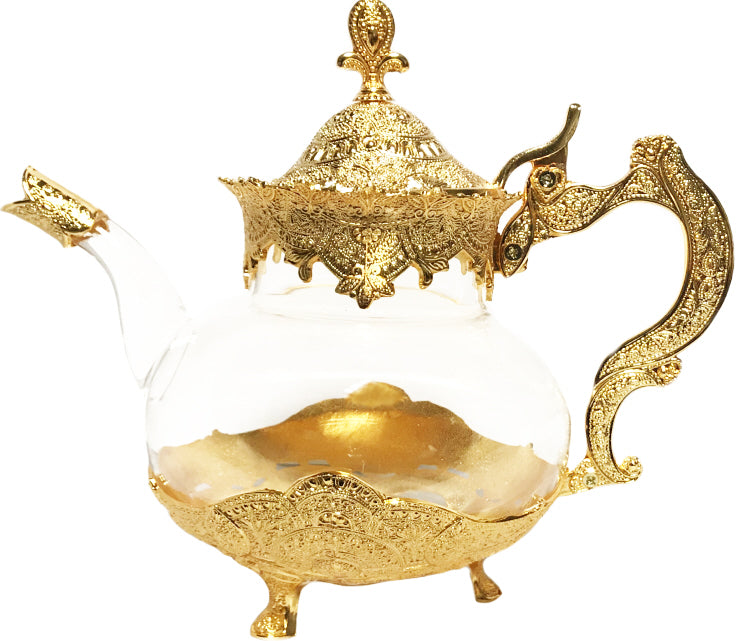Teekanne aus Glas gold