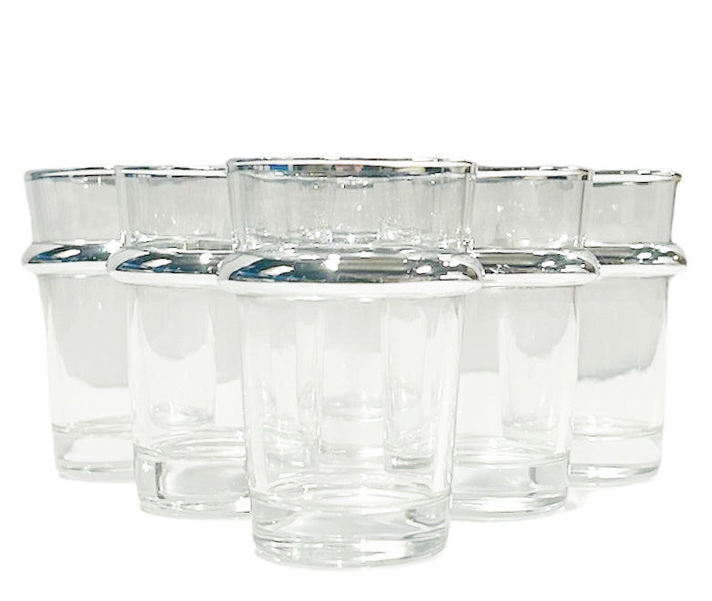 Marokkaanse beldi glazen met goud- of zilverkleurige rand – set van 6 – foto 4