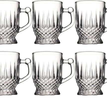 6-delige set transparante Theeglazen met handvat