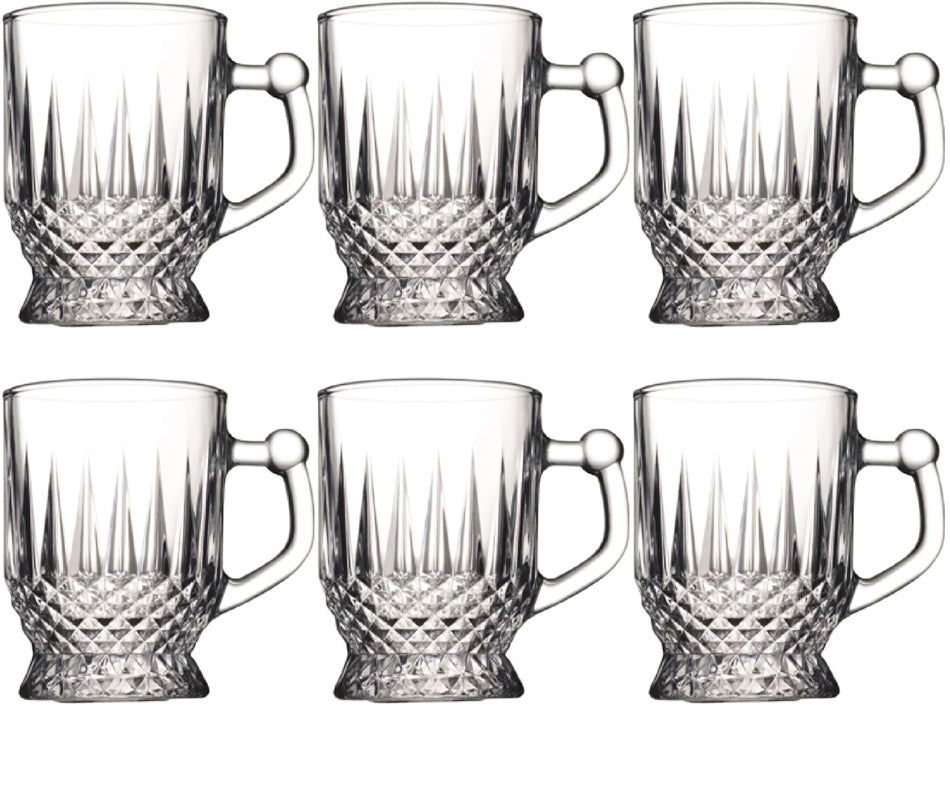 6-piece set of transparent tea glasses with handle