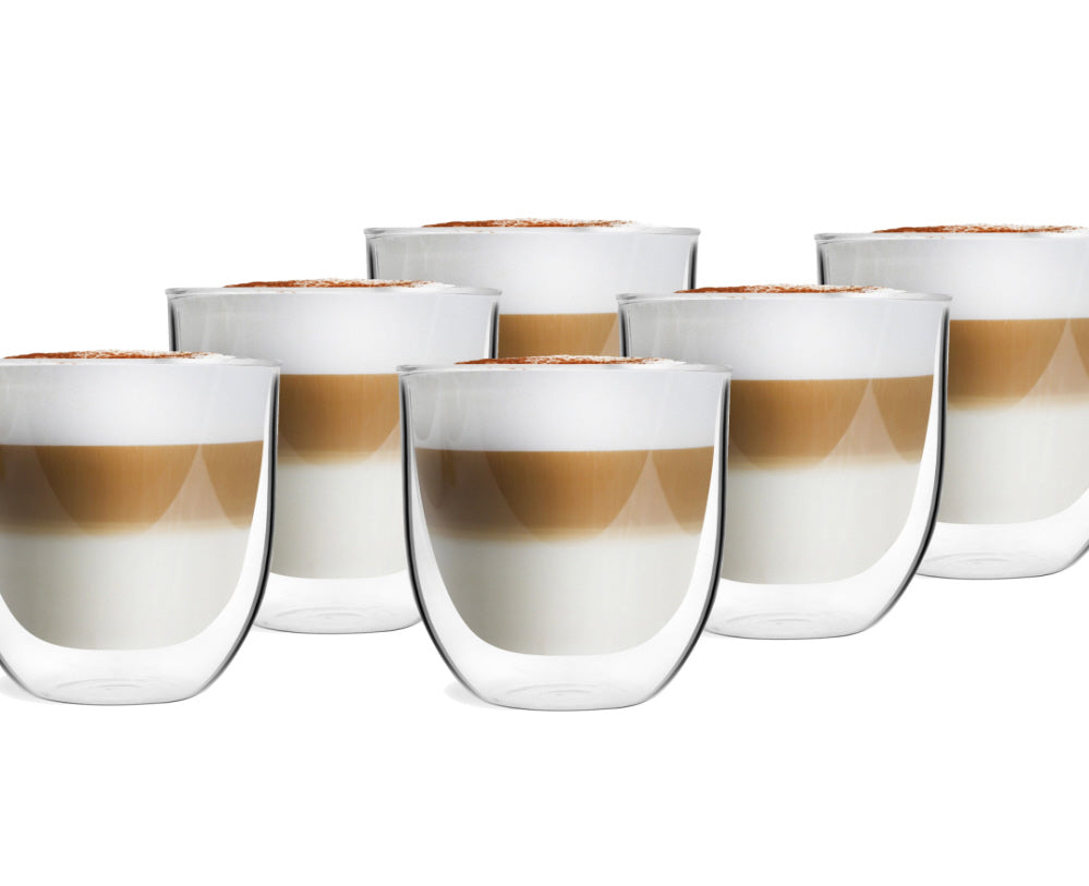 Dubbelwandige koffieglazen, set van 6 – borosilicaatglas voor koffie en thee