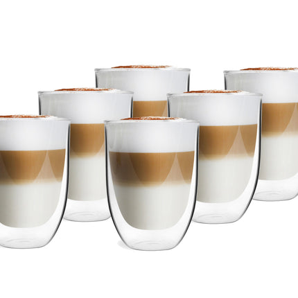Set van 6 dubbelwandige 325 ml koffieglazen
