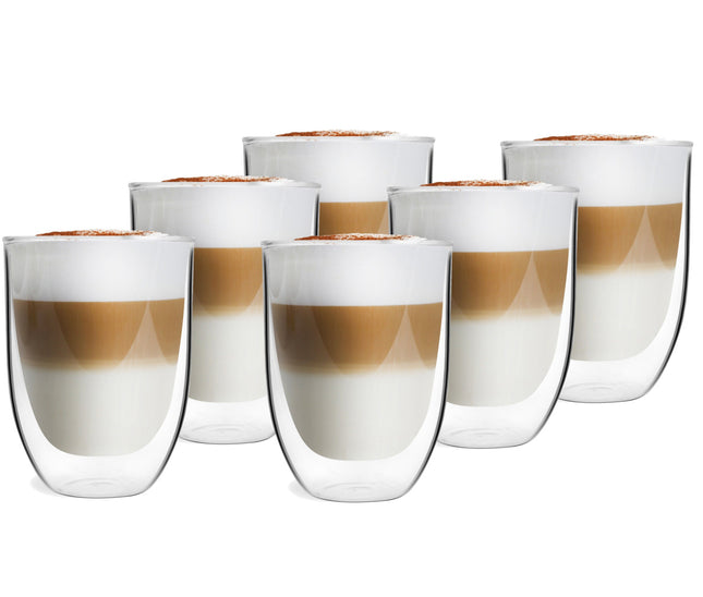 Set van 6 dubbelwandige 325 ml koffieglazen