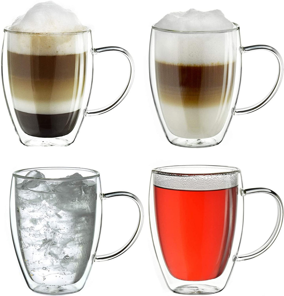 6 Verres double paroi avec anse - 250 ml