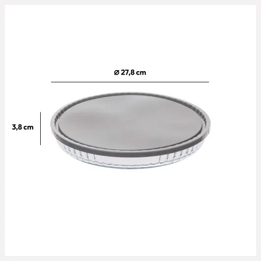 Glazen bakvorm / bakblik / ovenschaal - rond 27, 5 x 3, 5 cm