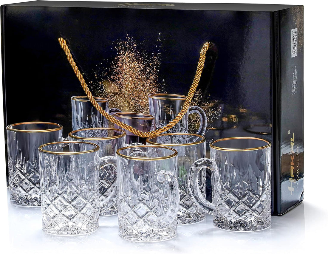 Glazen met gouden rand en oortje – set van 6 theeglazen met oor – foto 6