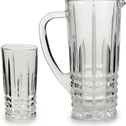 Glazen schenkkan/karaf 1liter met 6 drinkglazen van 250 ML
