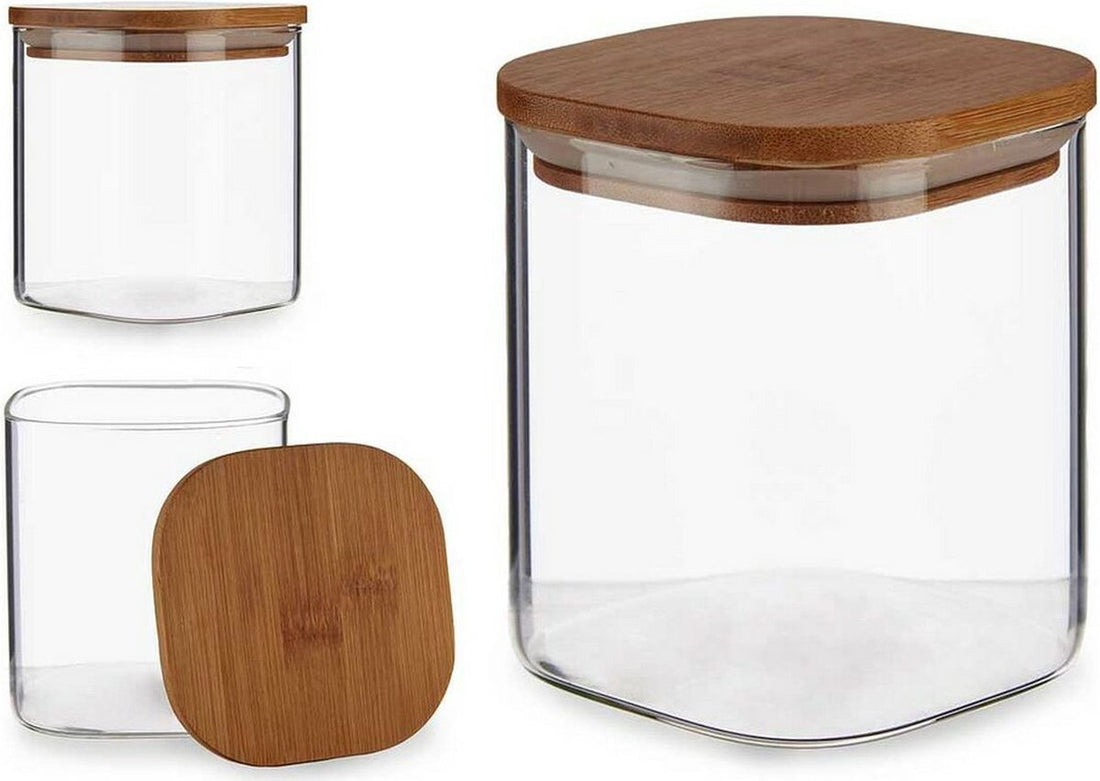 Bocal de Conservation en Verre avec Couvercle en Bambou (880 ml)