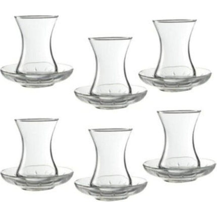 Turkse Theeglazen Met Onderzetters – Set van 6 – 130 ML