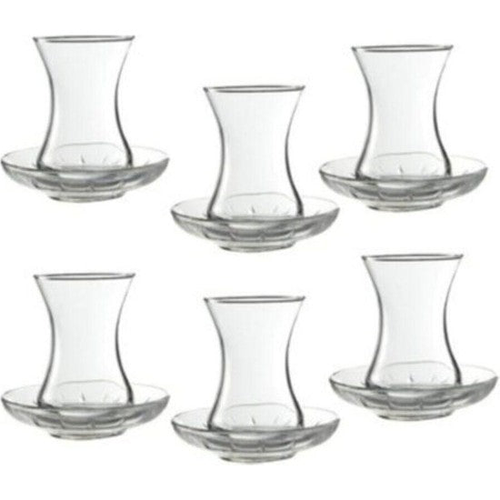 Turkish Tea Glasses With Coasters – Set of 6 – 130 ML