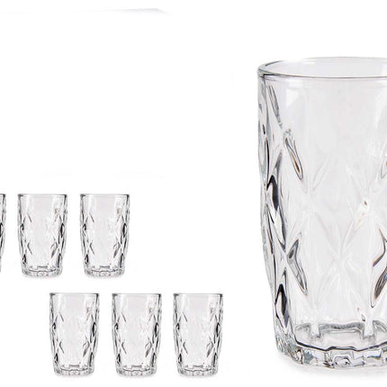 Set van 6x stuks luxe gedecoreerd glas drinkglazen/waterglazen van 340 ml transparant