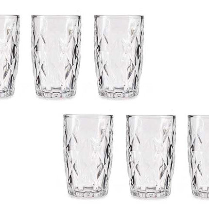 Set van 6x stuks luxe gedecoreerd glas drinkglazen/waterglazen van 340 ml transparant
