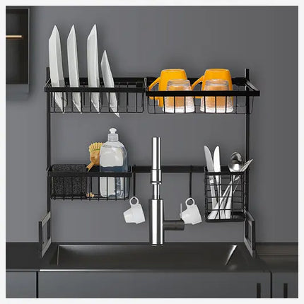 Keuken organizer - afdruiprek 2-in-1 zwart 58 x 51 cm van metaal