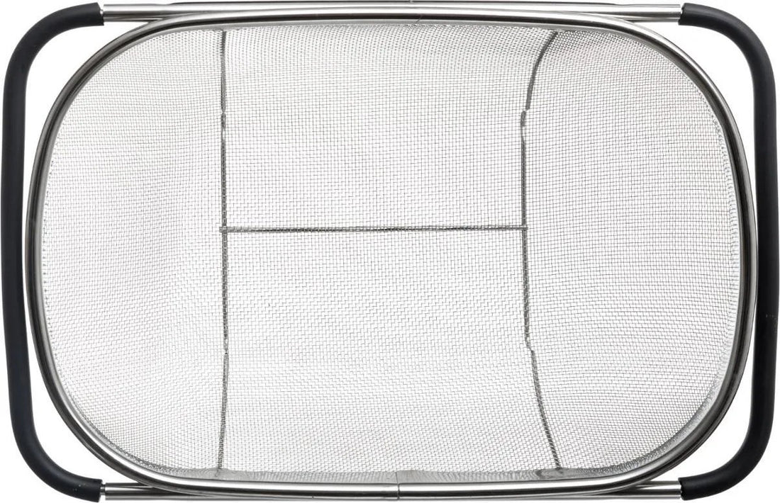 Passoire d'évier / tamis argent 36,5 x 23 cm en acier inoxydable - Extensible - Passoires de cuisine