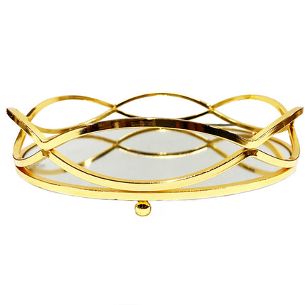 Spiegeldienblad rond golvend goud