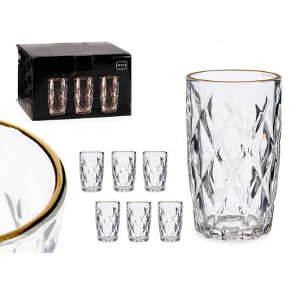Glazen Diamant met gouden rand 340ml