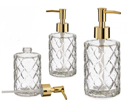 Glas dispenser zeeppompje - goud