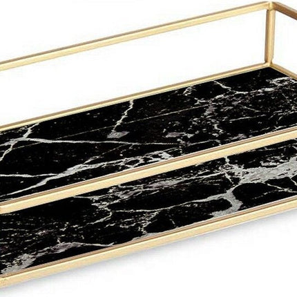 Dienblad Zwart Gouden Metaal Glas (25 x 4 x 15 cm)