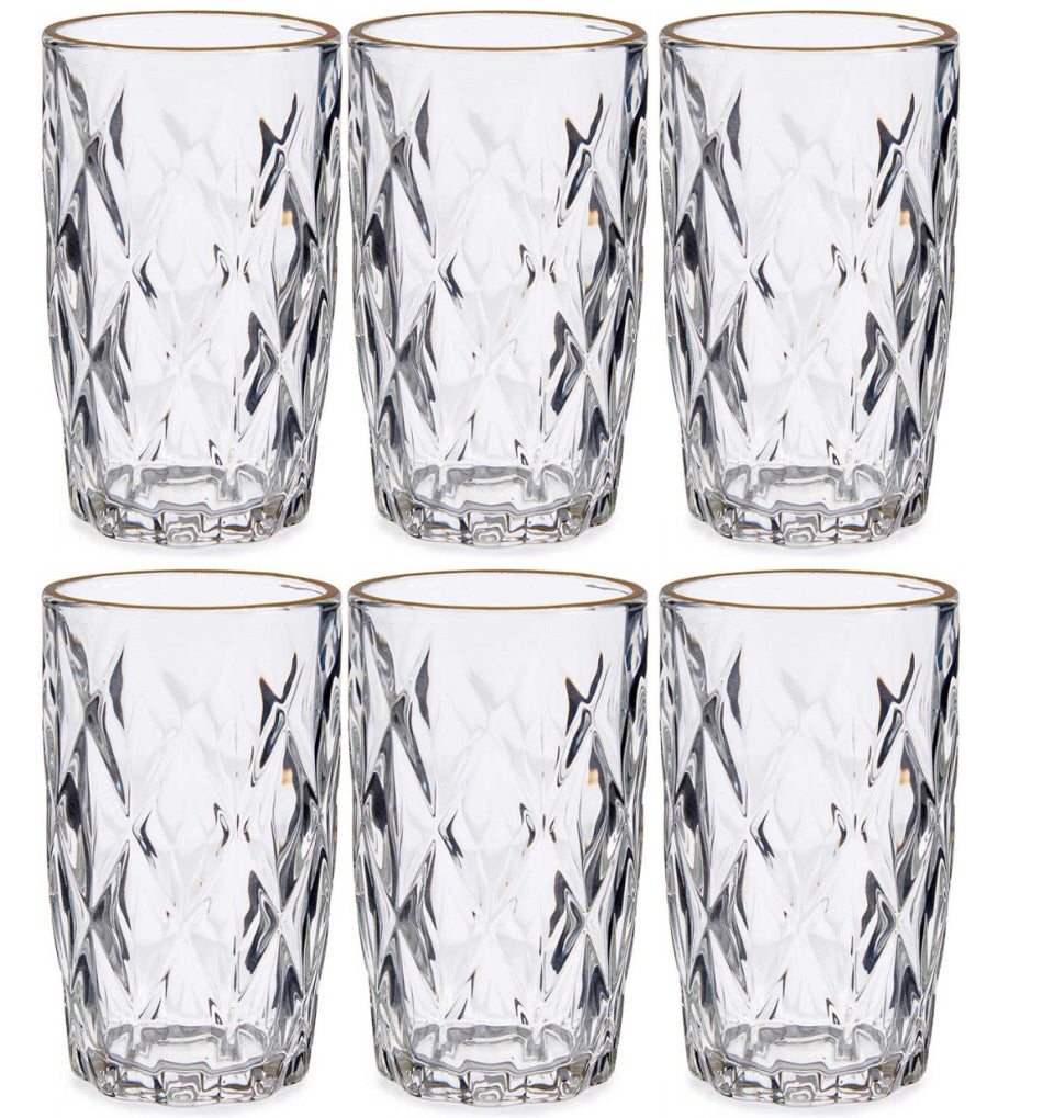 Diamant en verre à bord doré 340 ml