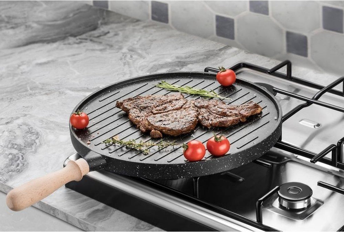 3-in-1 Granite Cast Iron Pan Double-Sided - Grill Pan - Pancake Pan - Crêpe Pan - 35cm