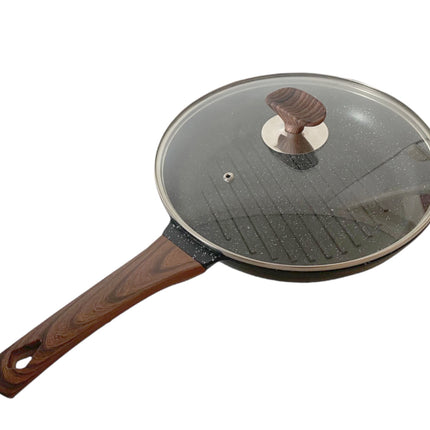 Gegoten Aluminium Grillpan 26 cm houten steel