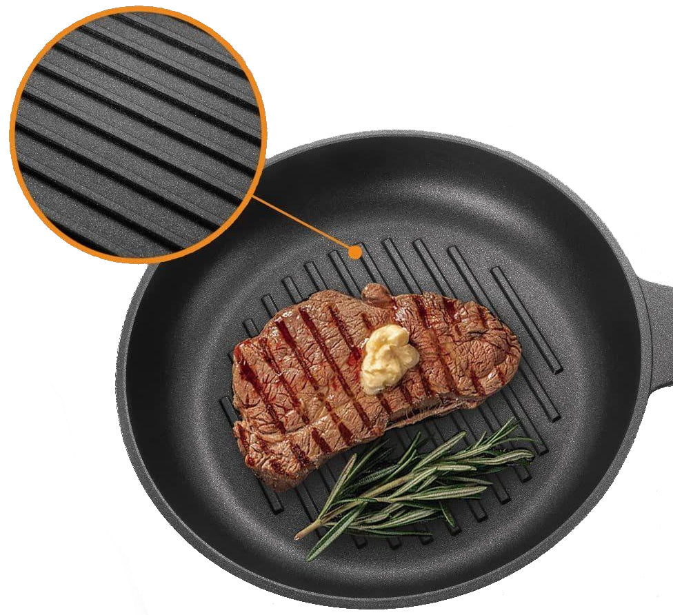 Poêle à griller ronde avec couvercle - poêle à steak