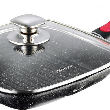 Grillpan met deksel - 24x24 cm - marble coating - inductie