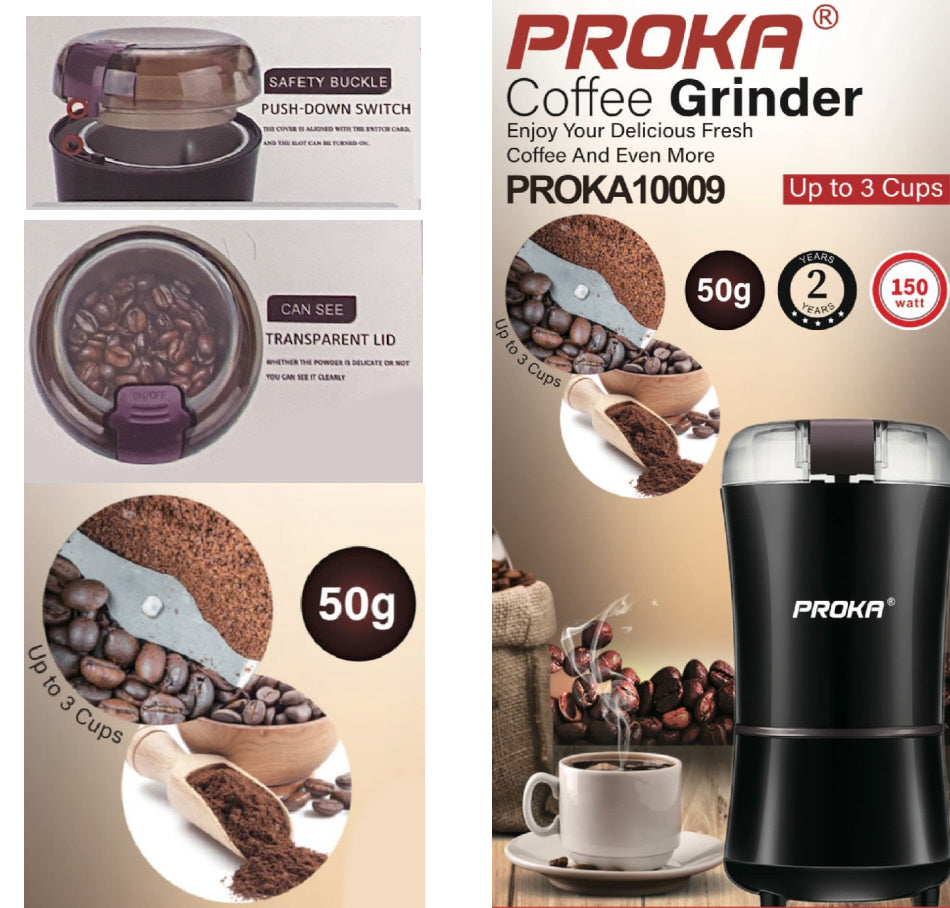 Proka elektrische koffiemolen – grinder voor koffiebonen en noten, 150 W