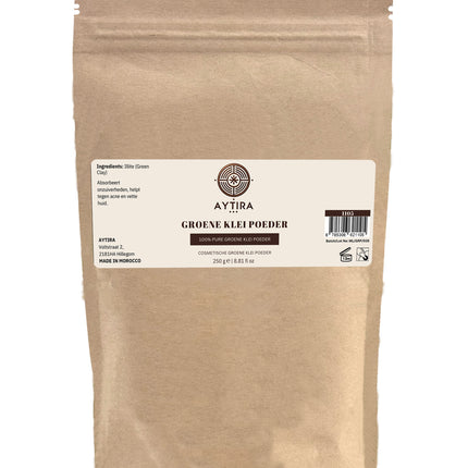 Aytira Groene Kleipoeder – 100% Natuurlijke Illiet Klei – Voor Vette en Onzuivere Huid – Gezichts- en Lichaamsmasker – 250g
