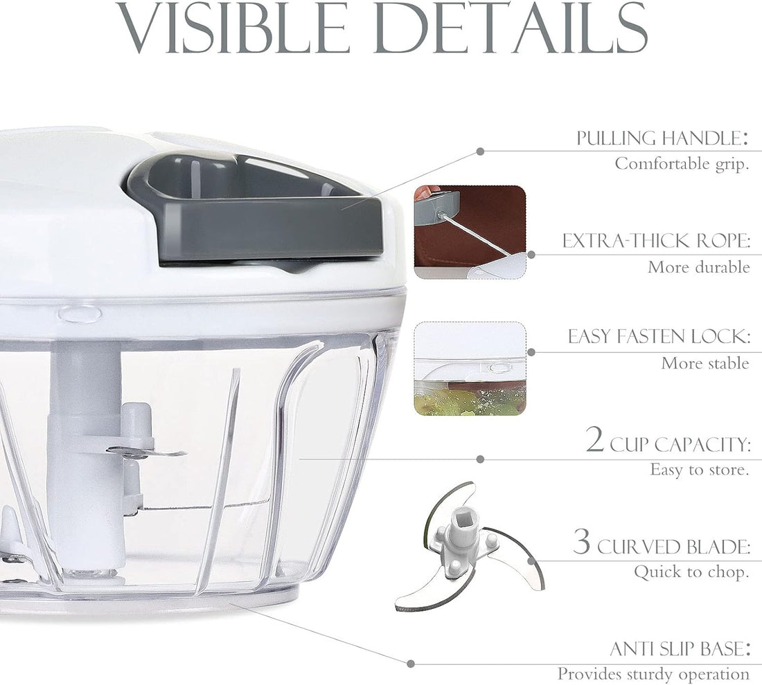Pull-Cord Vegetable Chopper - Manual Food Chopper