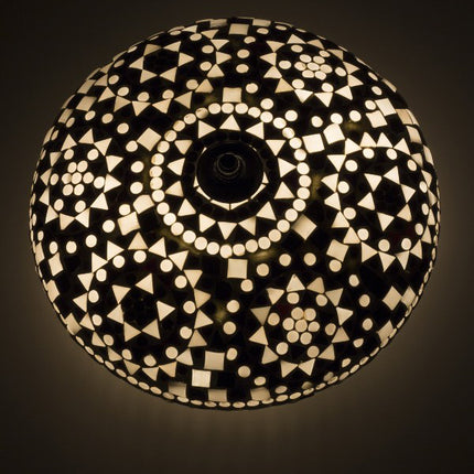 Oosterse plafondlamp Goa mozaïek zwart & wit Classic 24 cm