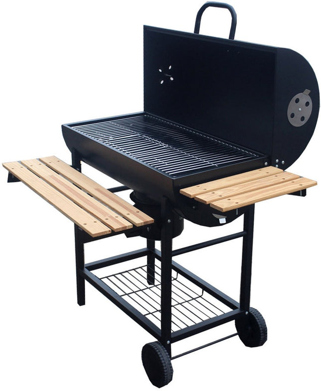 Grote Houtskoolbarbecue op Wielen met Deksel, Thermometer en Verstelbare Roosters – Ideaal voor de Tuin