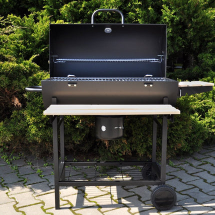 Grote Houtskoolbarbecue op Wielen met Deksel, Thermometer en Verstelbare Roosters – Ideaal voor de Tuin