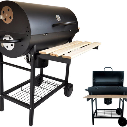 Grote Houtskoolbarbecue op Wielen met Deksel, Thermometer en Verstelbare Roosters – Ideaal voor de Tuin