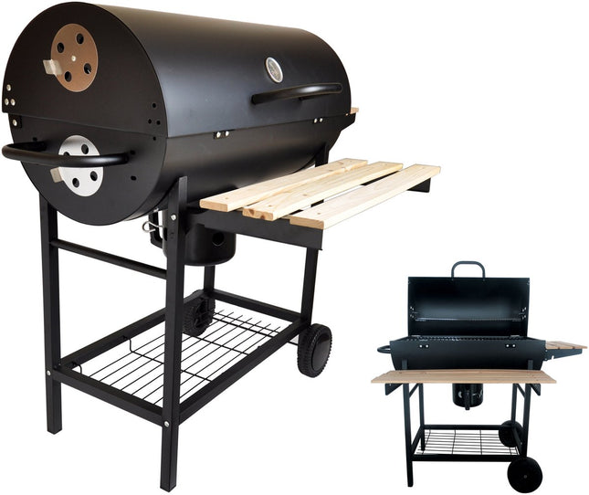 Grote Houtskoolbarbecue op Wielen met Deksel, Thermometer en Verstelbare Roosters – Ideaal voor de Tuin