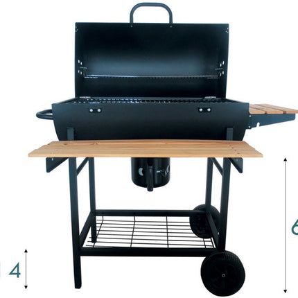 Grote Houtskoolbarbecue op Wielen met Deksel, Thermometer en Verstelbare Roosters – Ideaal voor de Tuin